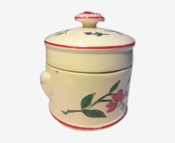 Pot terrine en faïence Sarreguemines France décor Riquewihr