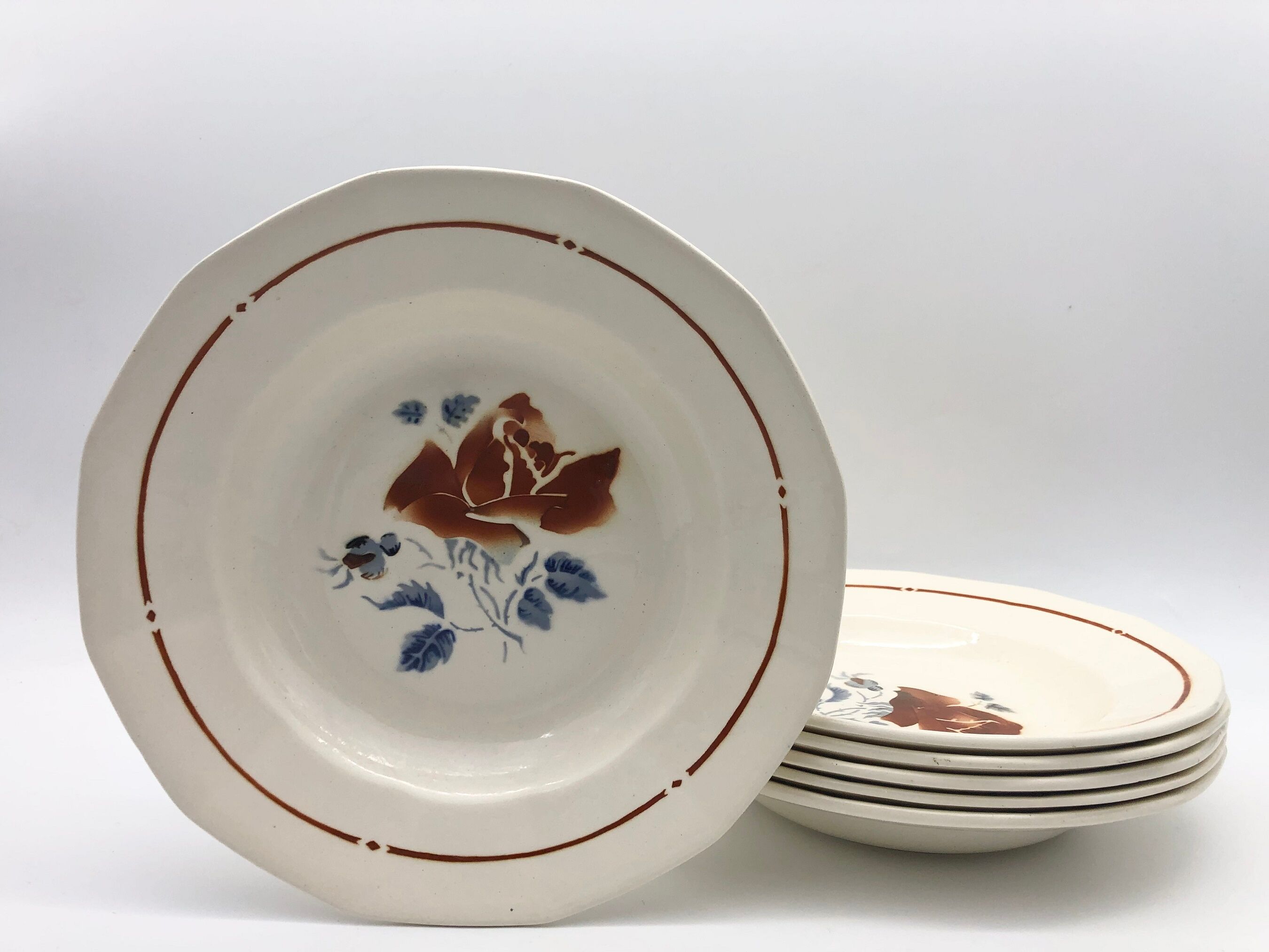 6 old plates Creuses Sarreguemines / Model 5040