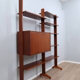 1950s teak modular wall unit with drop-front bar
