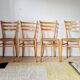 Set of 4 vintage Italian chairs in wood and straw.