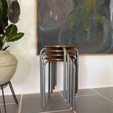 Set of 4 vintage industrial stools 50s