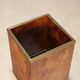 Vintage umbrella stand in burl wood and brass, Italy, 1970s-1980s.