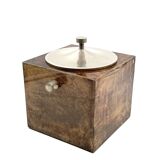 Mid-century brown parchment ice bucket, Aldo Tura Italy 1950s