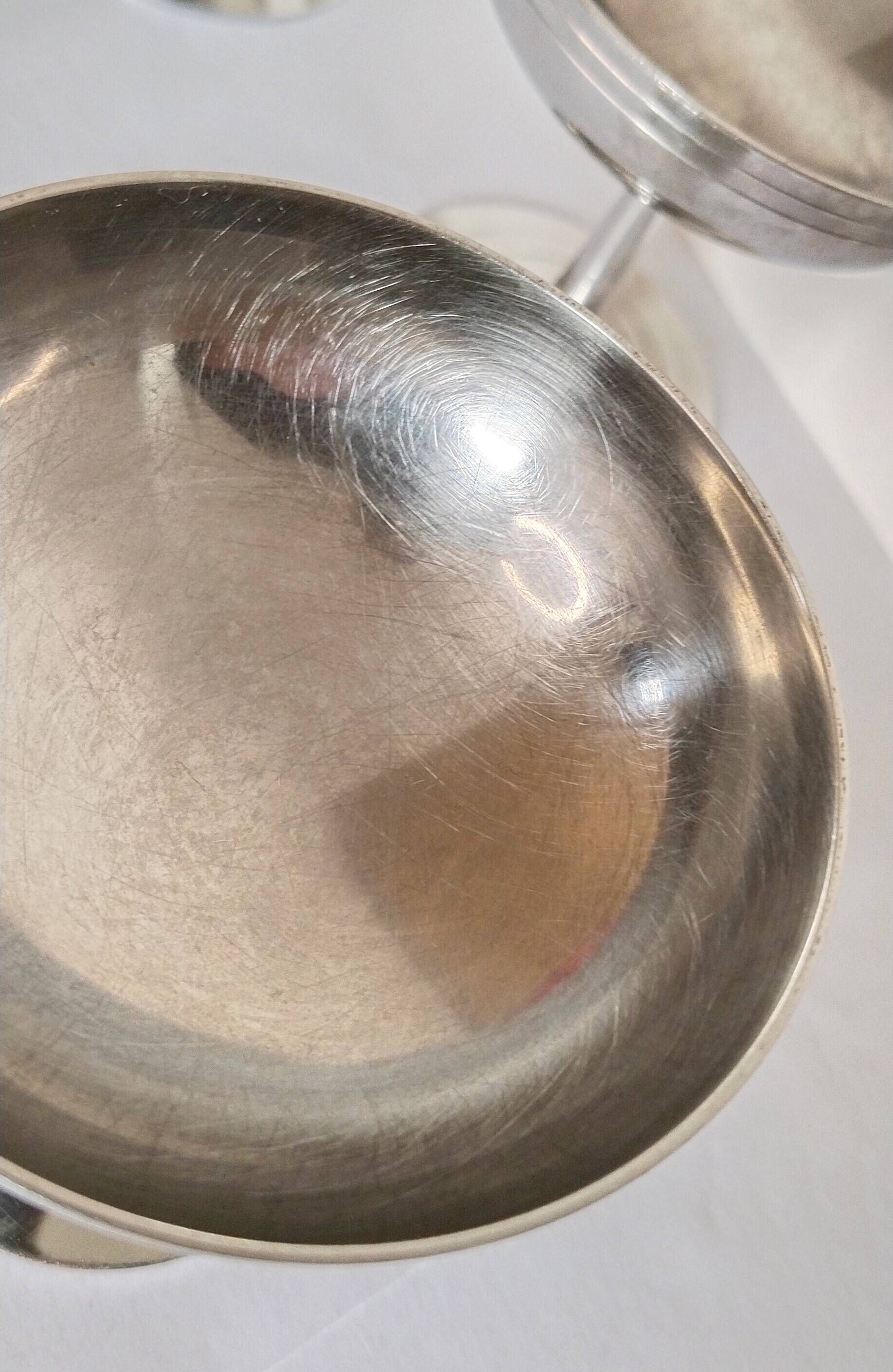 Vintage ice cream or sorbet cups, in 18/10 stainless steel (ref12)
