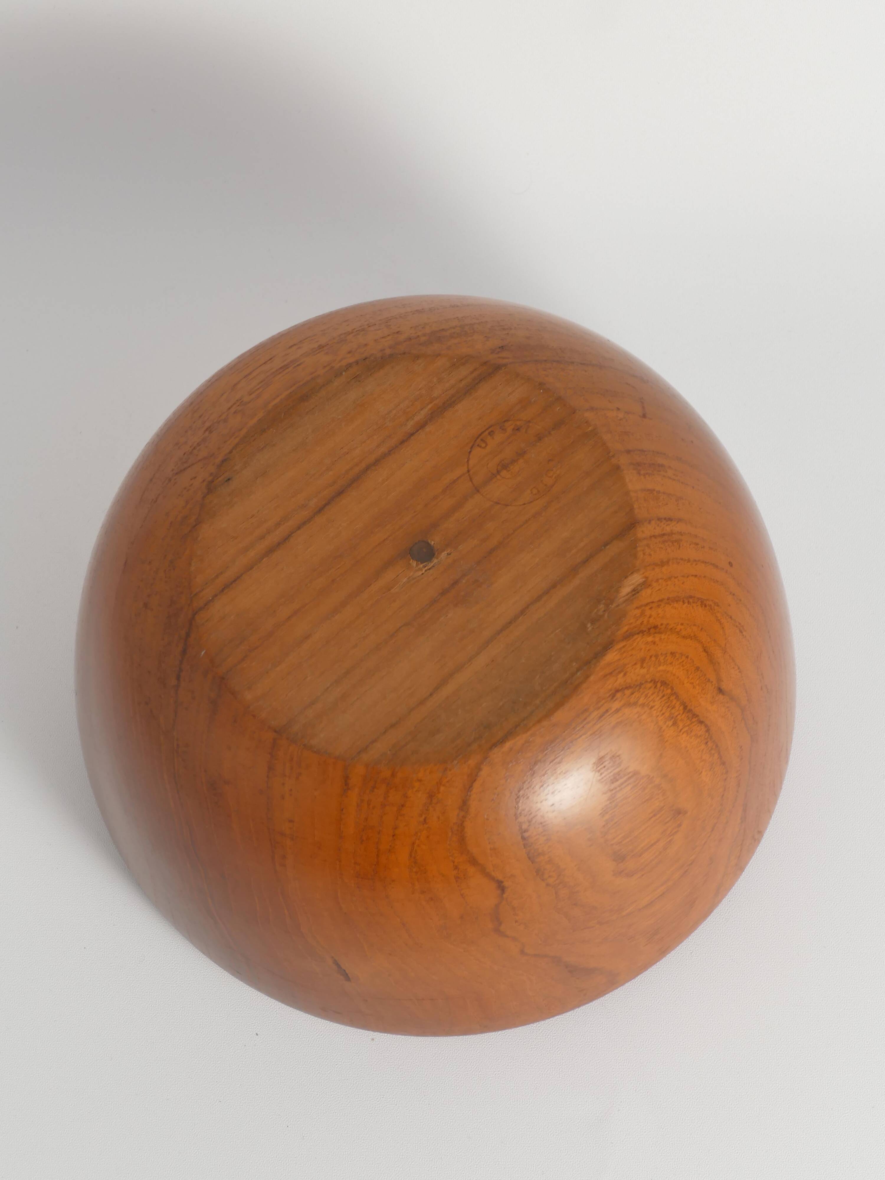 Mid-Century Modern Solid Teak Wood Bowl, Uppsala Slöjd, Sweden 1960s