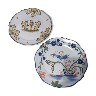 2 assiettes peintes malicorne