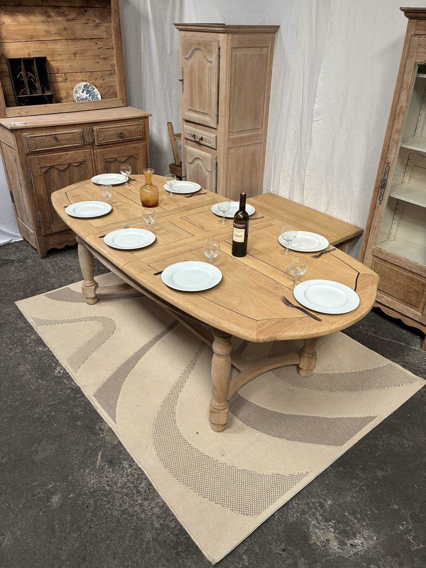 Table de ferme en chêne massif avec rallonges