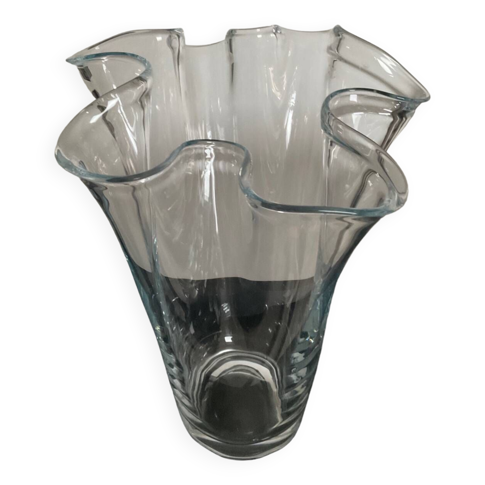 Vase mouchoir vintage en verre soufflé
