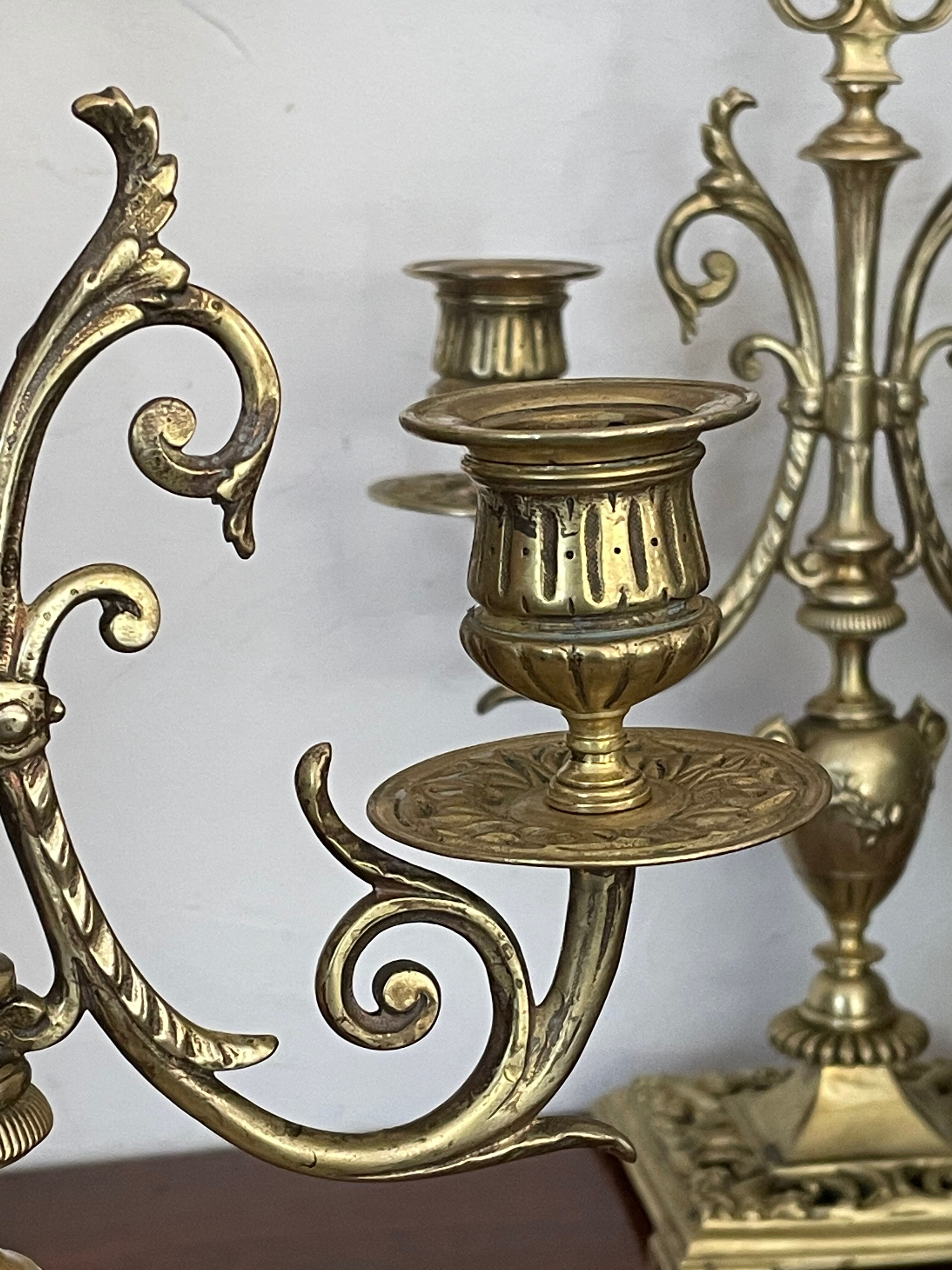 Pair of candle holders in gilded bronze nineteenth century