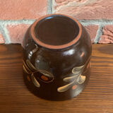 Dark Brown East German Planter with Floral Motif in the Style of Khokhloma