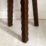 Tripod brutalist solid wood foot stool