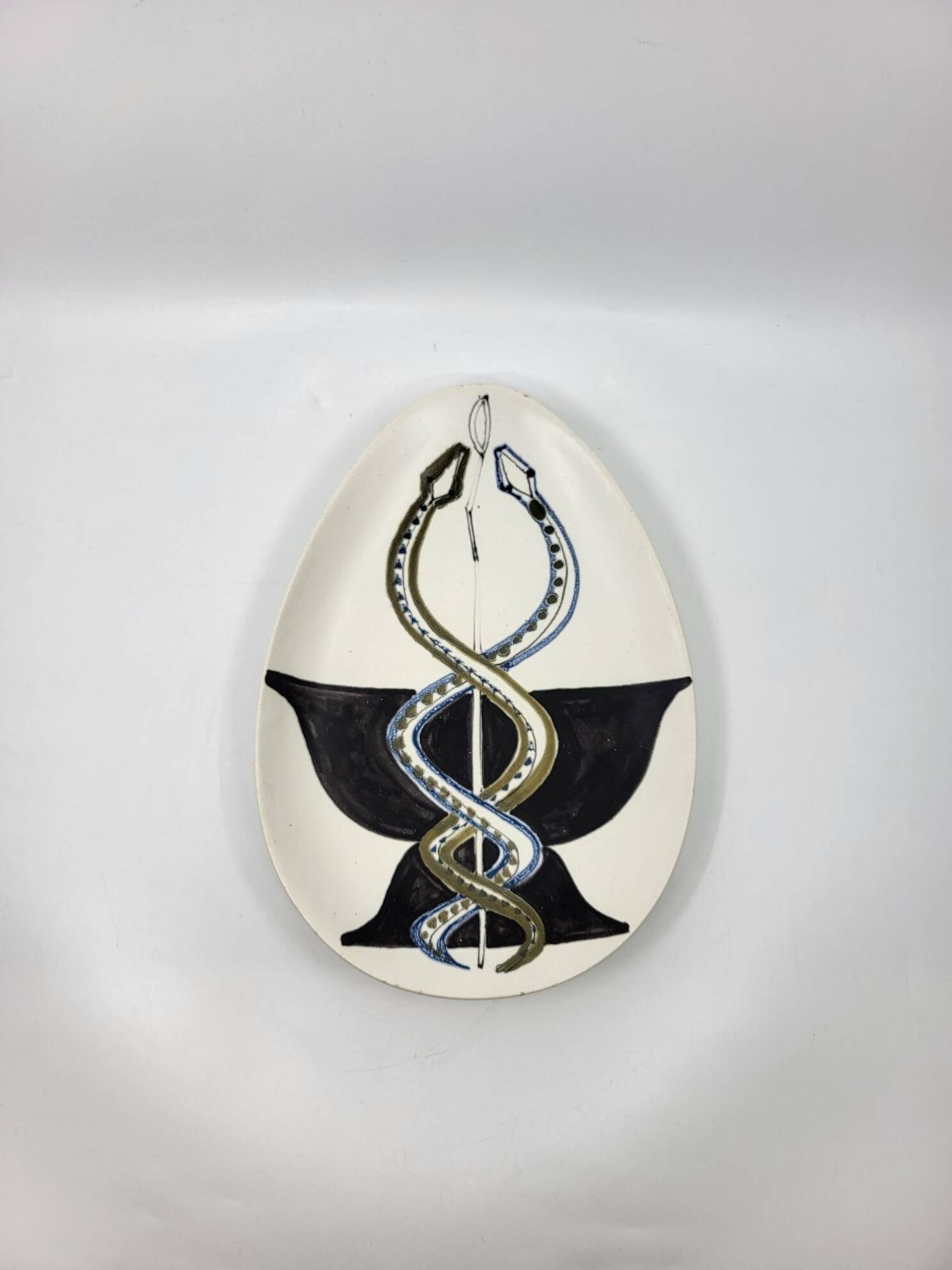 Cup Vide Poche Roger Capron Serpents decor ceramic France 1950