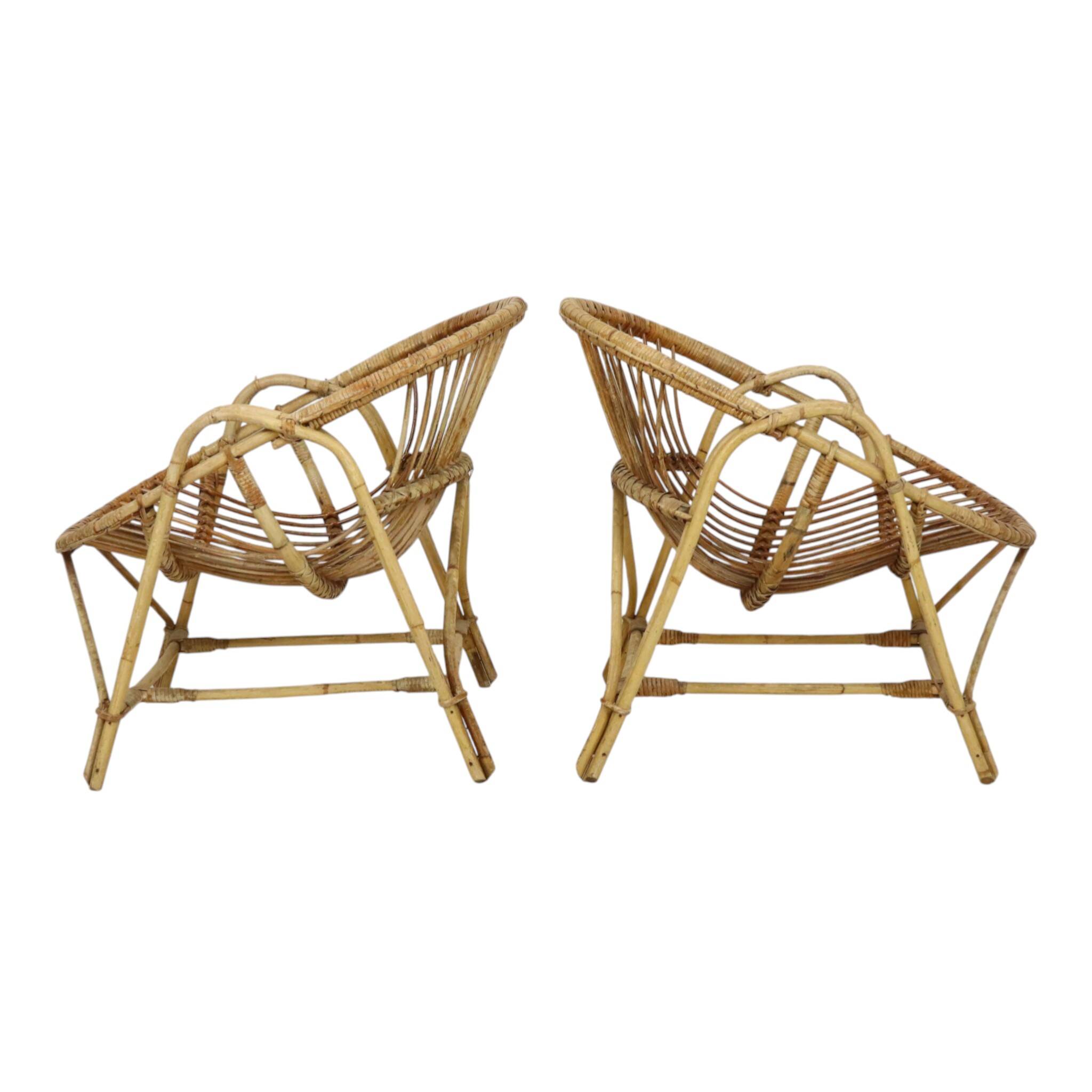 Pair of rattan armchairs, France 1960s