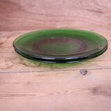 2 vintage green flat plates in tempered glass Vereco France