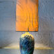 Handmade majolica lamp with fruit design, 1970s