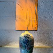 Lampe barbotine artisanale fruits années 70