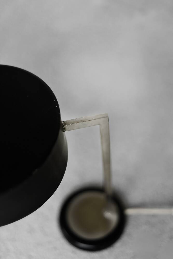 Vintage black metal desk lamp, minimalist modern German mid-century from the 1960s.