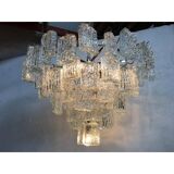 Italian "brick" transparent kromo metal frame murano glass chandelier