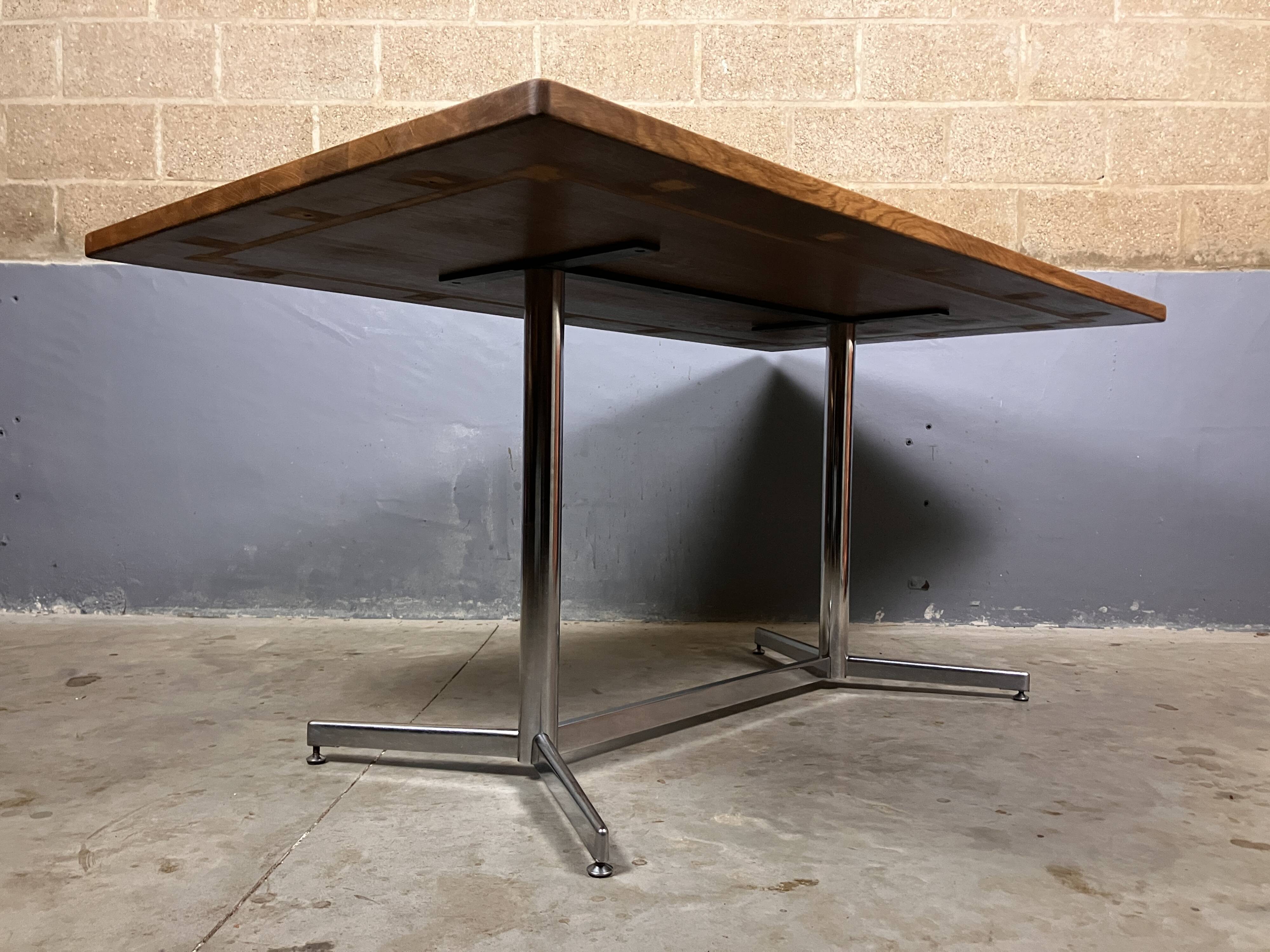 Vintage industrial table desk chrome oak