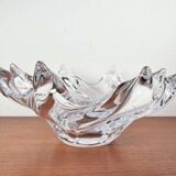 Large Modern Crystal Glass Fruit Bowl from the Mid-Century by Art Vannes, France, 1960s
