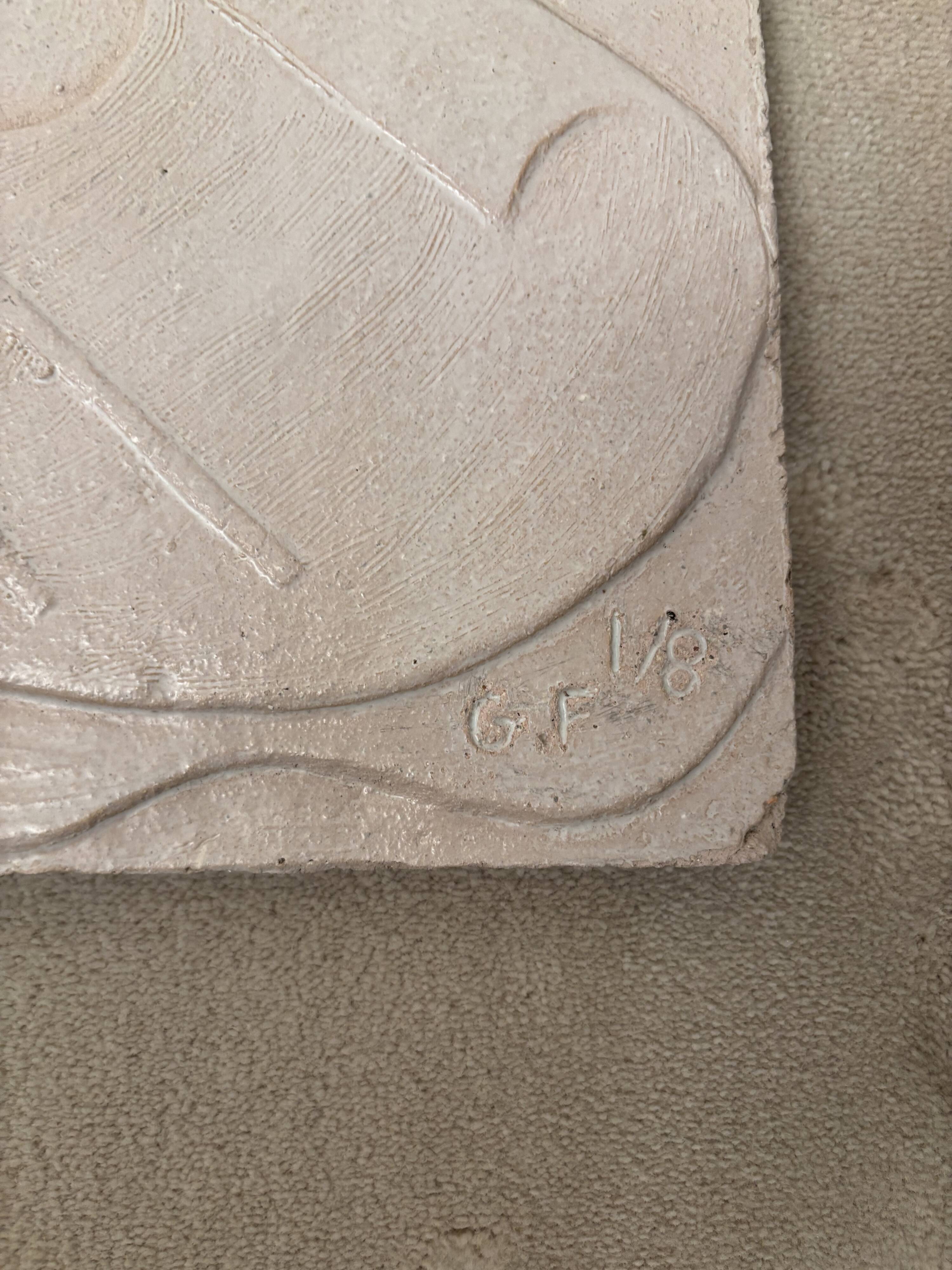 Set of 2 signed ceramic panels, still life, 1950