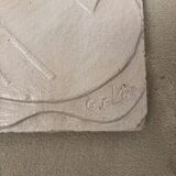 Set of 2 signed ceramic panels, still life, 1950
