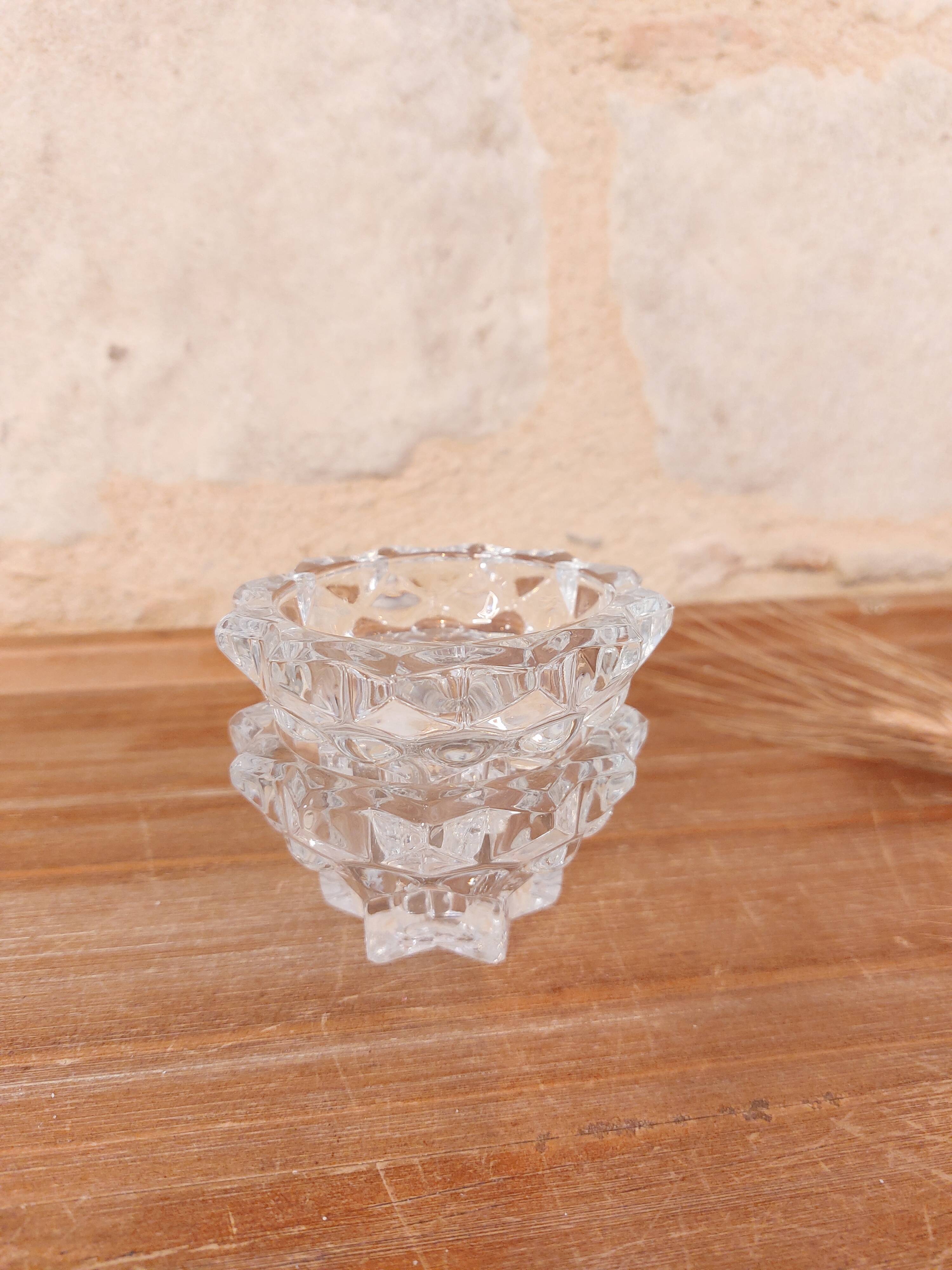 Pair of star pattern glass candle holders
