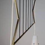 Italian Pendant Lamp with Opaline Shades & Brass, Stilnovo Style, 1950s