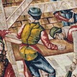 Tapisserie vintage sérigraphiée à la main "les vignerons"