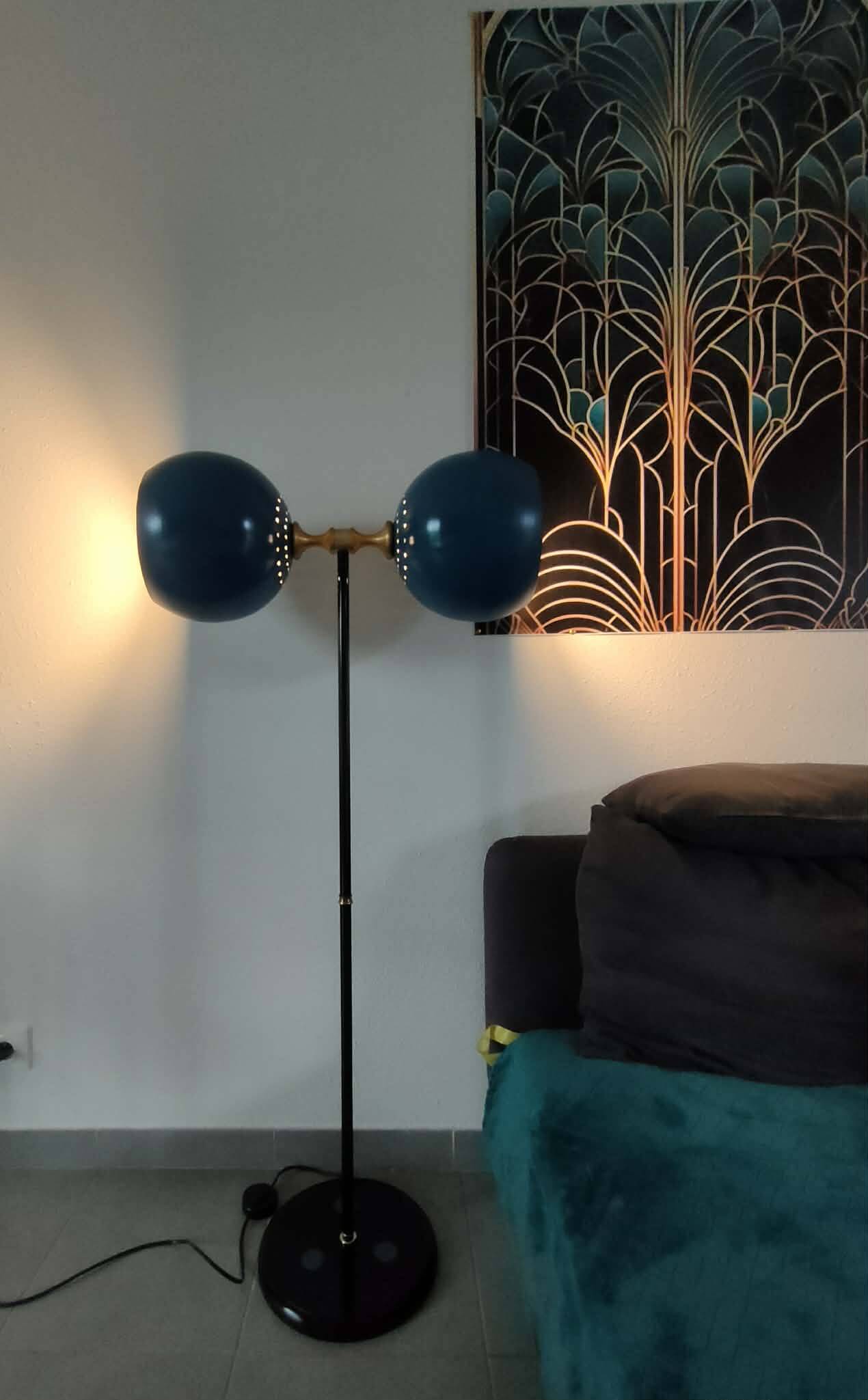 Lampadaire vintage 1980 double éclairage