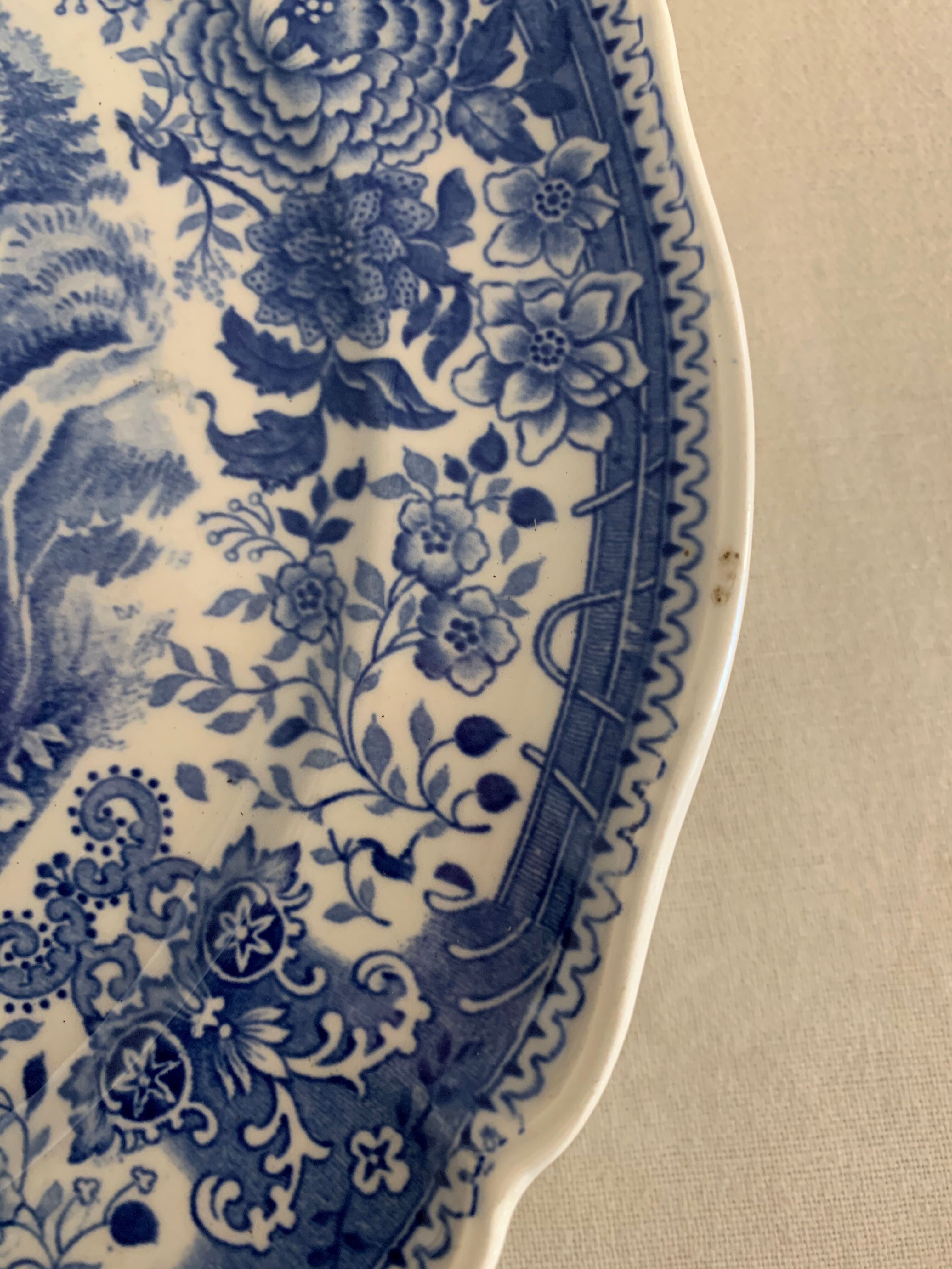 10 assiettes plates bleues Villeroy et Boch modèle Burgenland 1950
