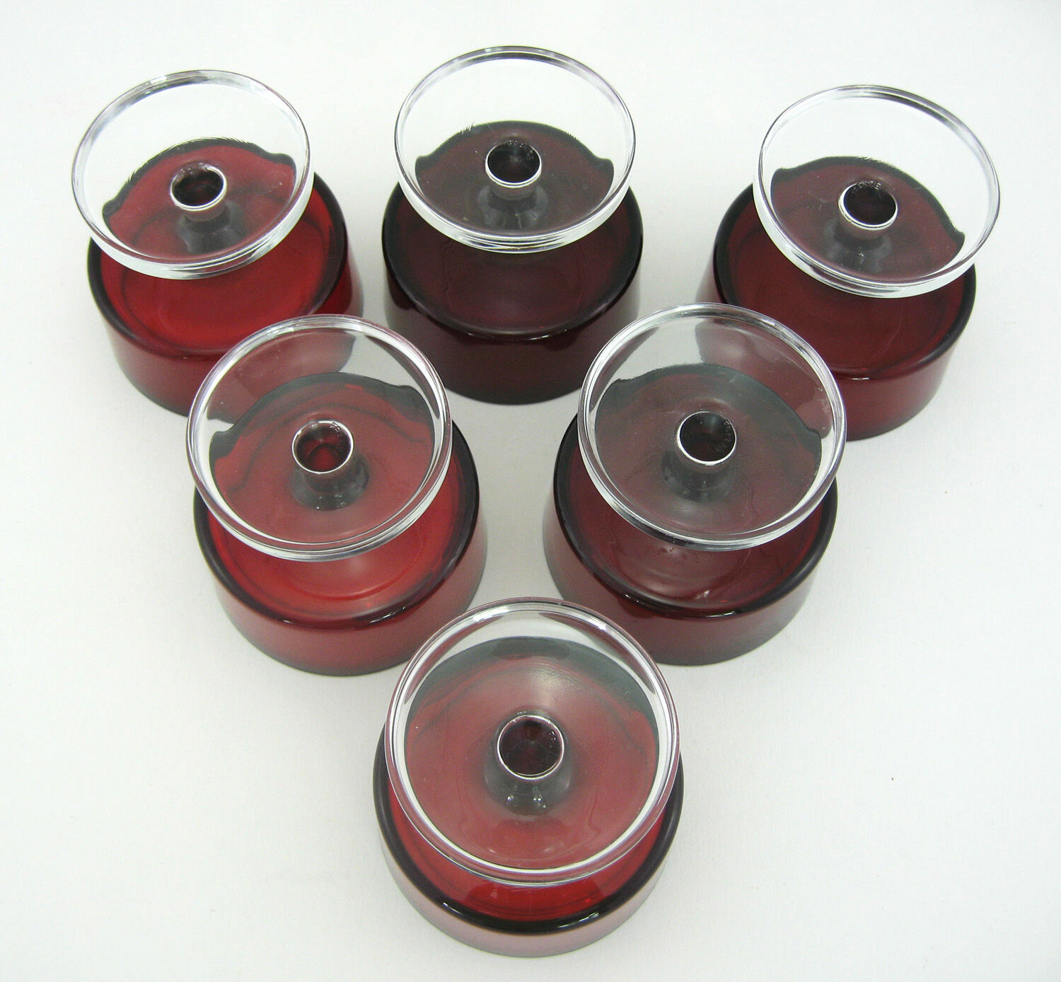 6 ruby red champagne glasses, Cavalier Luminarc France 70