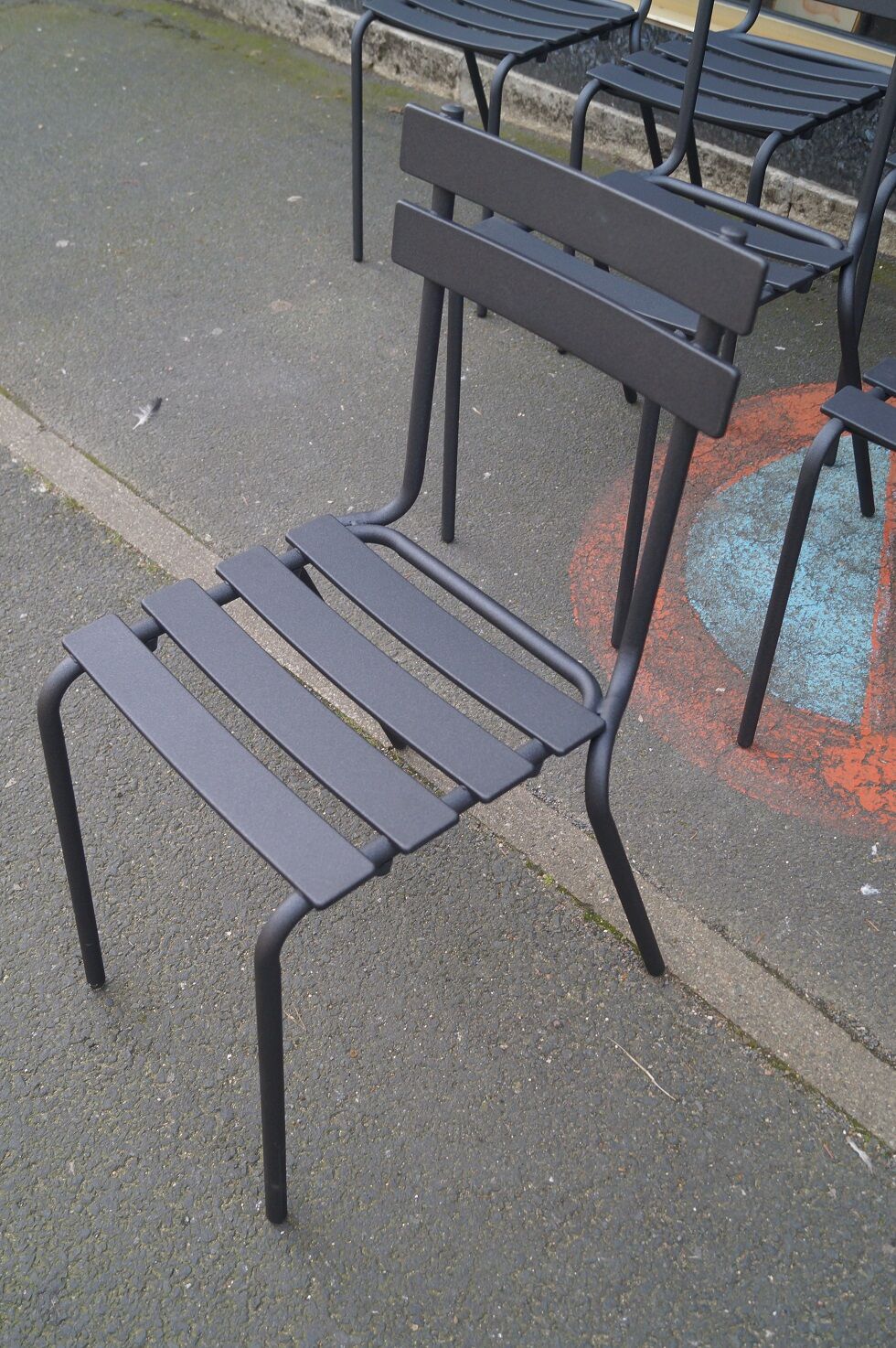 Suite of 8 steel bistro chairs