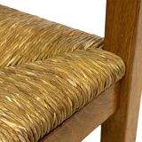 Set of four vintage chairs / stool - brutalist style minimalist oak and wicker 60s