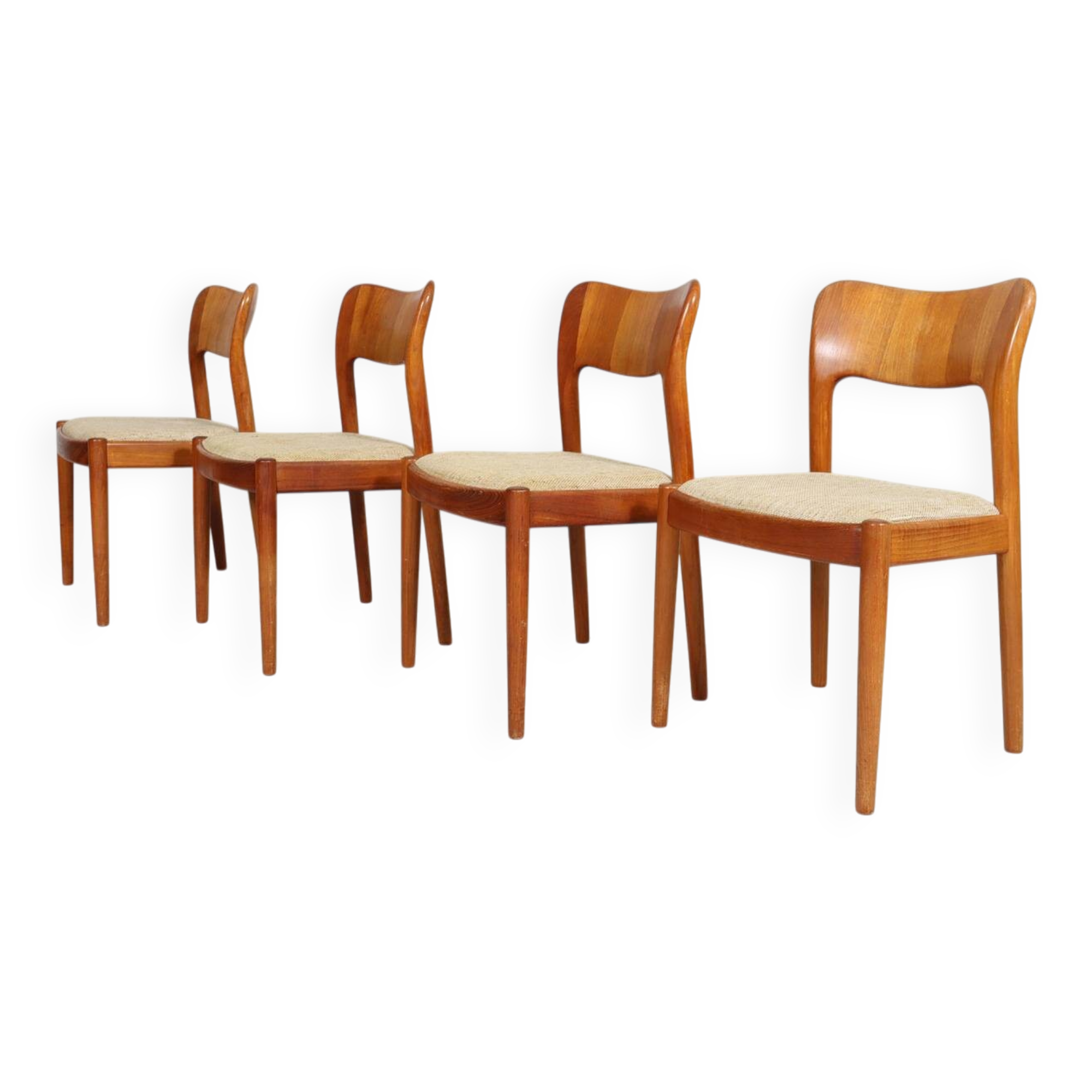 Niels Koefoed for Hornslet, 4 chairs / dining chairs, model '177', teak, 1960s, Denmark.
