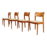 Niels Koefoed for Hornslet, 4 chairs / dining chairs, model '177', teak, 1960s, Denmark.