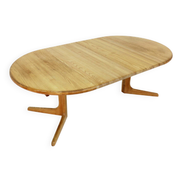 Vintage Danish round extendable dining table solid oak 1960s
