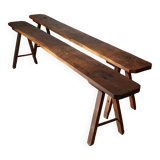 Pair of old oak country benches