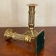 Pair of brass column candle holders