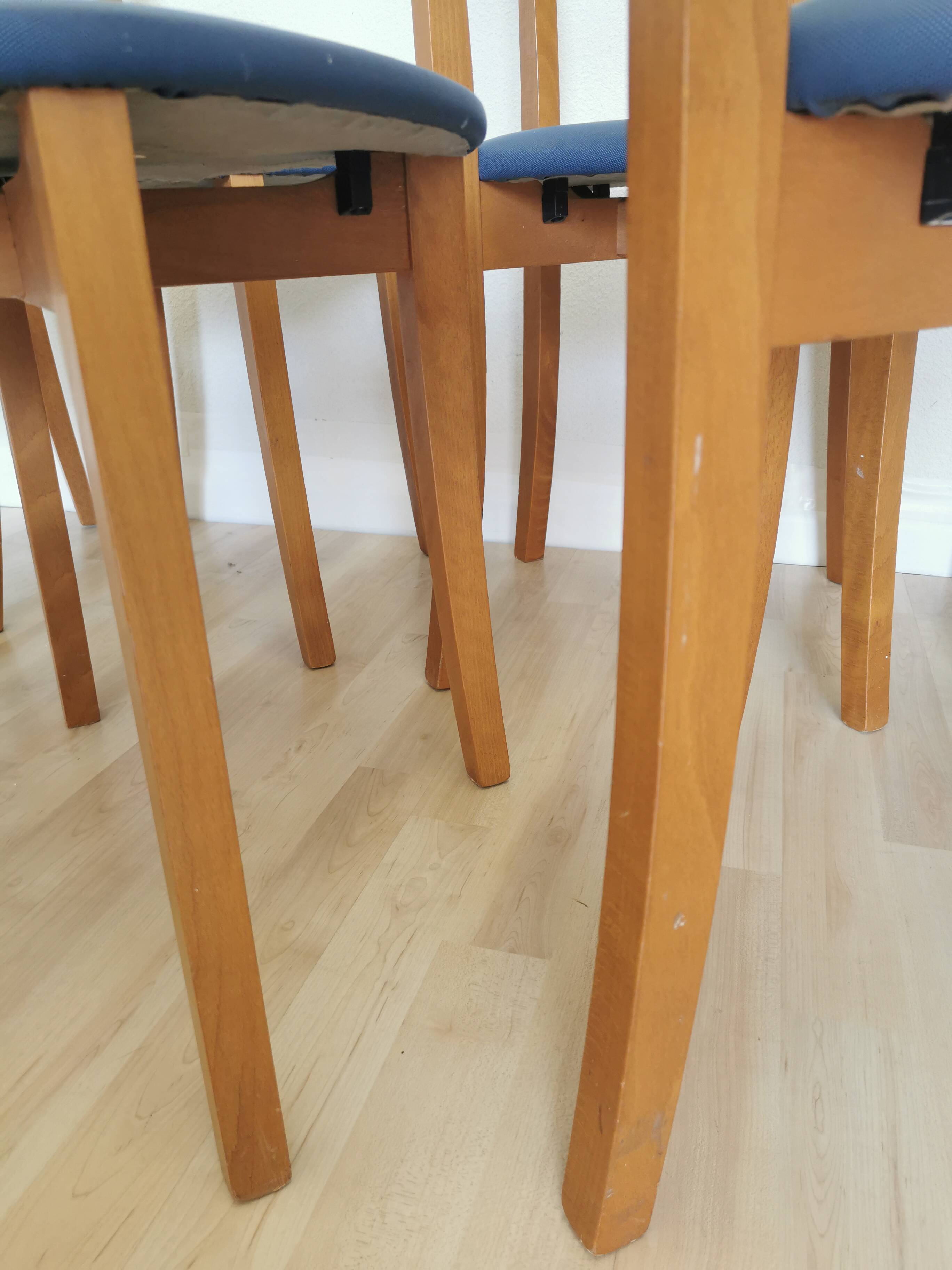 Set of 7 Vintage Calligaris Dining Chair: 1990s Italian Wooden Artek Style
