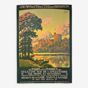 Affiche original chemin de Fer Paris Londres par Constant Duval - Petit Format - On linen