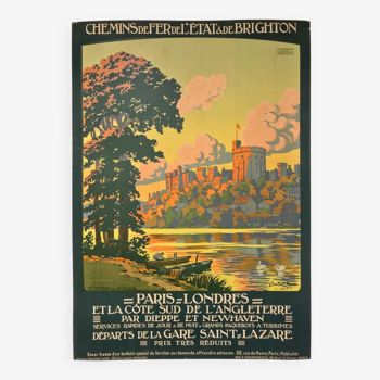 Original Paris-London Railway Poster by Constant Duval - Small Format - On linen
