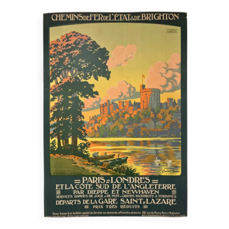Original Paris-London Railway Poster by Constant Duval - Small Format - On linen