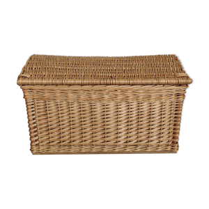 malle en osier vintage