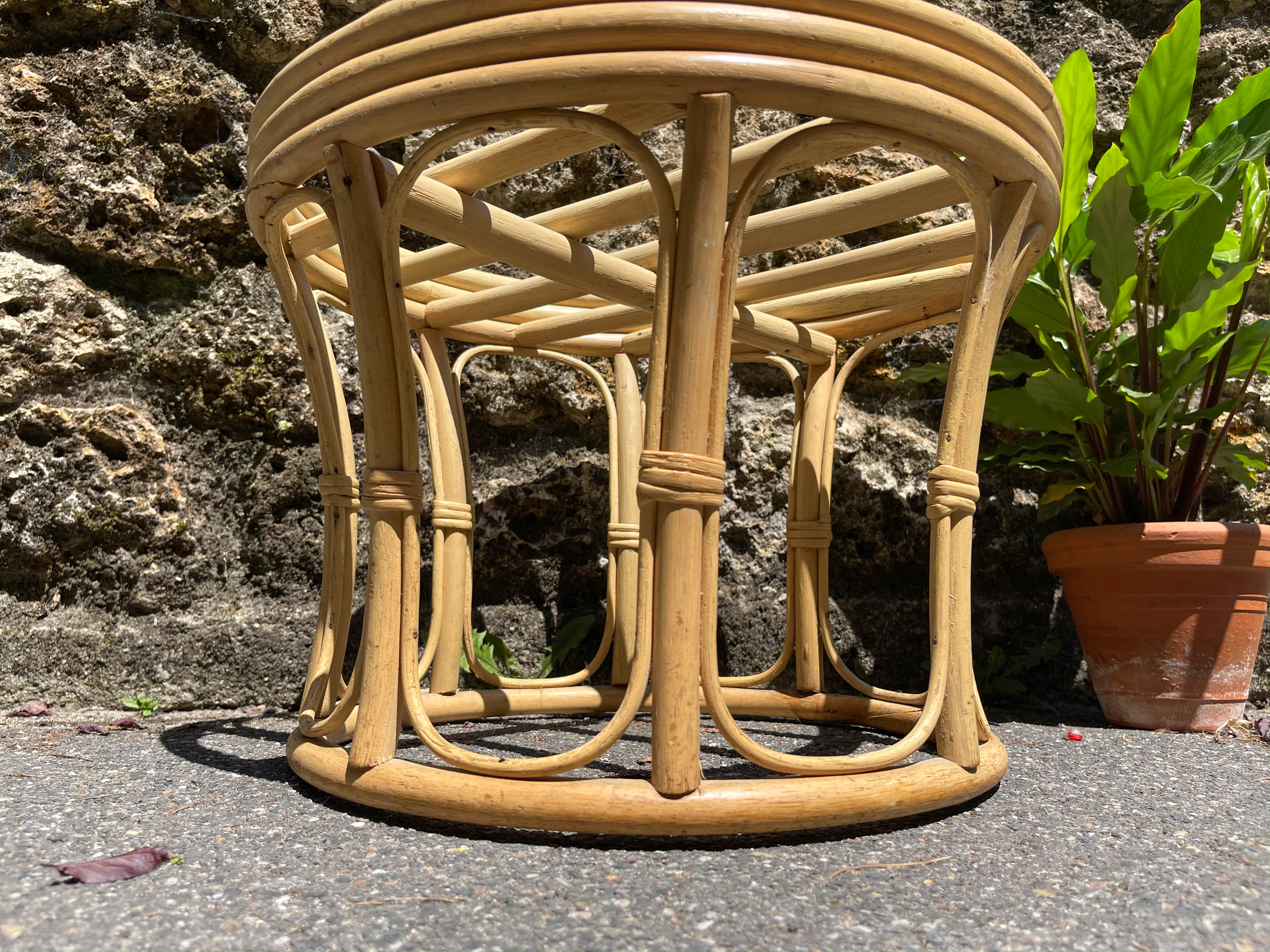 Tabouret en bambou années 50