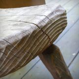 Pair of brutalist tripod stools in grayed pine. France, 1950s