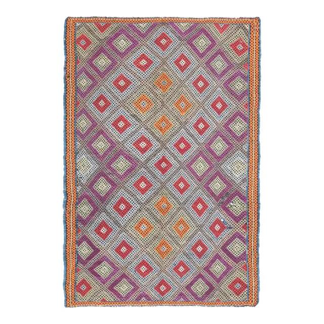 Vintage Turkish Oushak Handmade Wool Cotton Purple Area Rug 165x244