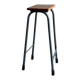 Upcycled industrial laboratory stool, black/grey metal frame with natural wood seat, mid-20th century