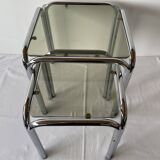 Chrome and smoked glass nesting tables, 1970s