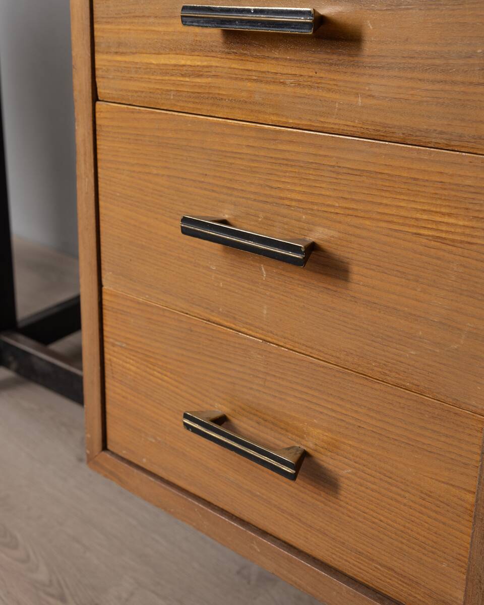 Vintage 1960s wooden desk and chair set italian design